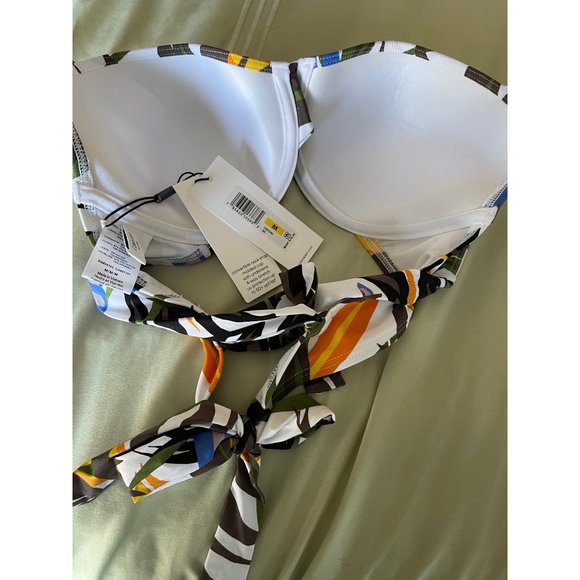Calvin Klein Multi-Color Tropical Print Adjust Criss Cross Tie Back Bikini Top - Picture 8 of 11
